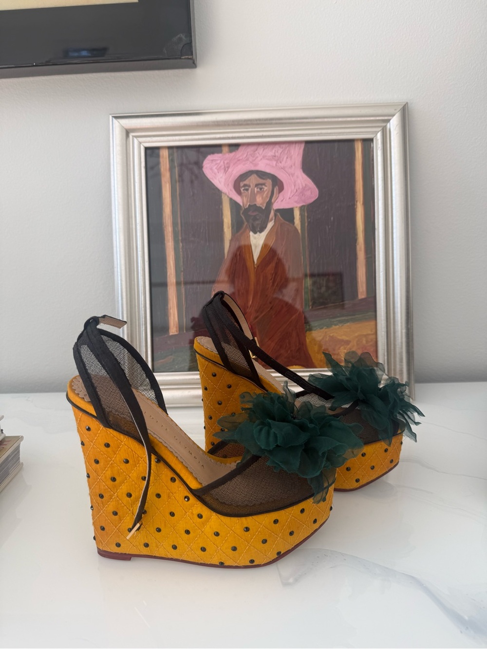 Charlotte Olympia Yellow Quilted Platform Shoes. S34!